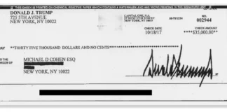 Trump check to Cohen.