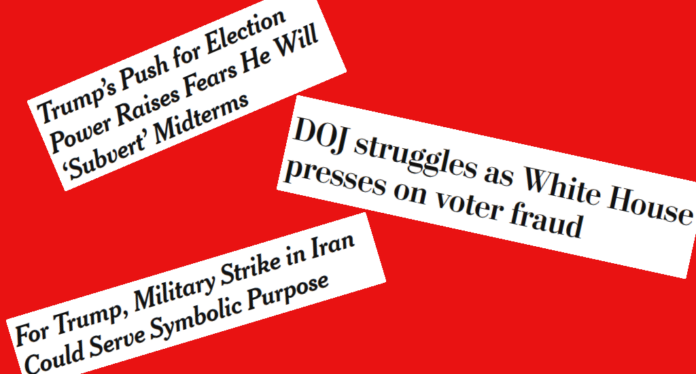 Headlines from New York Times and Washington Post