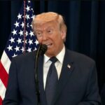 Trump at press conference at his Doral golf club.