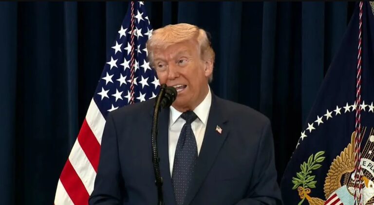 Trump at press conference at his Doral golf club.